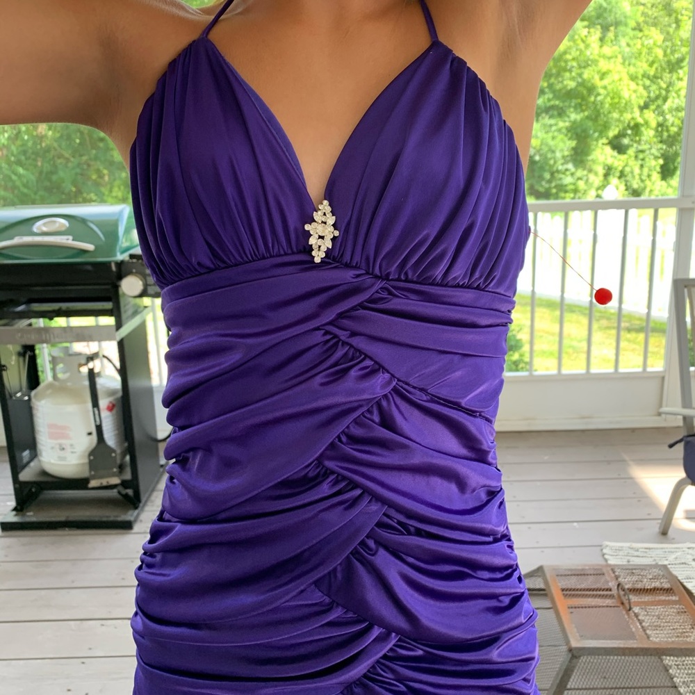 Purple Ruched Dress - Picture 3 of 4